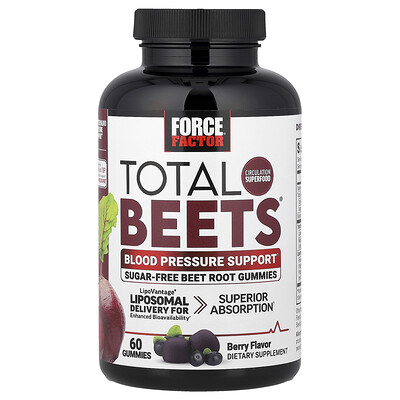 Force Factor, Gomitas Total Beets®, Refuerzo para la presión arterial, Baya, 60 gomitas