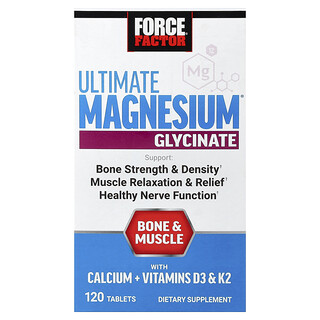 Force Factor, Ultimate Magnesium®, Glicinato, 120 comprimidos