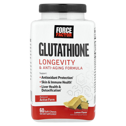 Force Factor Glutathione, Longevity & Anti-Aging Formula, Lemon, 60 Soft Chews (250 mg per Soft Chew)