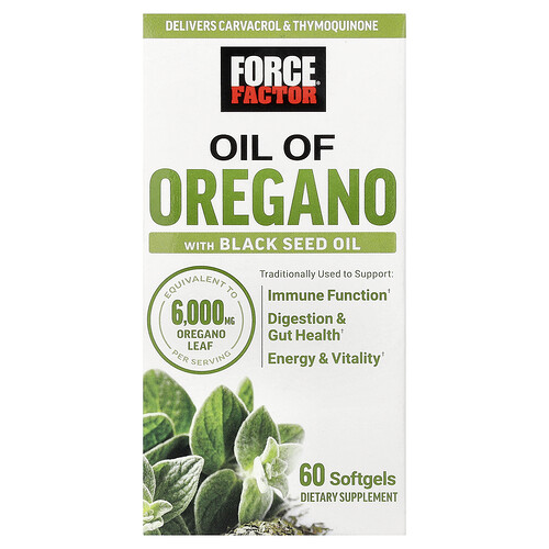 Force Factor Oil Of Oregano With Black Seed Oil, 60 Softgels