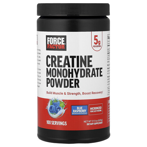 Force Factor Creatine Monohydrate Powder, Blue Raspberry, 21.9 oz (620 g)