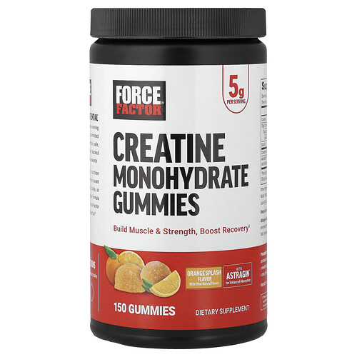 Force Factor, Creatine Monohydrate Gummies, Kreatinmonohydrat-Fruchtgummis, Orange Splash, 150 Fruchtgummis