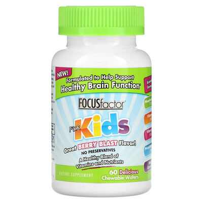 

Focus Factor Добавка для детей «Focusfactor», ягодный взрыв, 60 жевательных пластинок