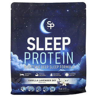 Sleep Protein, Fórmula nocturna para dormir profundo, Suplemento de vainilla y lavanda, 453 g (1 lb)