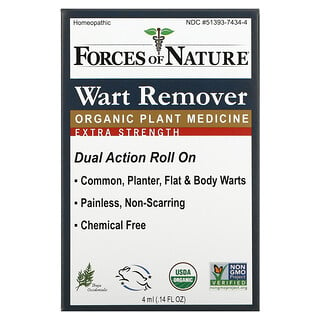 Forces of Nature, Wart Remover, Dual Action Roll On, Extra Strength, 0.14 oz (4 ml)