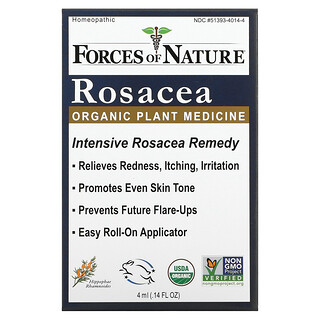 Forces of Nature, Rosacea, Organic Plant Medicine, Rollerball Applicator,  0.14 fl oz (4 ml)