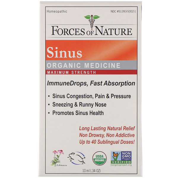 Forces of Nature, Sinus, Organic Medicine, ImmuneDrops, Maximum