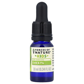 Forces of Nature, Niños, Resfriado y gripe, Para niños de 3 a 12 años, Limón orgánico, 10 ml (0,34 oz. líq.)