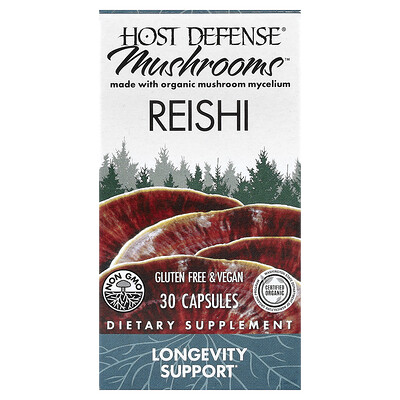 Product Image for Host Defense, Mushrooms , Reishi, 30 Capsules (0.5 g per Capsule)