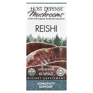 Host Defense, Cendawan™, Reishi, 60 Kapsul (0.5 g setiap Kapsul)