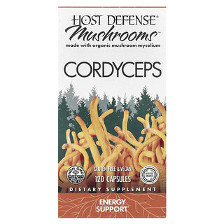 Host Defense, Mantarlar™, Cordyceps, 120 Kapsül (Kapsül başına 0,5 g)