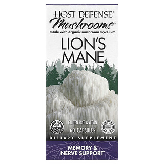 Host Defense, Mantarlar™, Aslan Yelesi, 60 Kapsül (Kapsül başına 0,5 g)