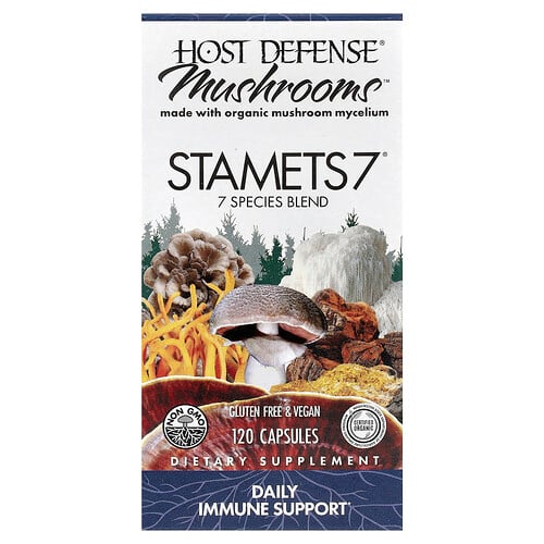 Host Defense Stamets 7 - 7 Species Blend - Mushroom Supplement for Immune Support - Includes Royal Sun Blazei, Cordyceps, Reishi, Maitake, Lion's Mane