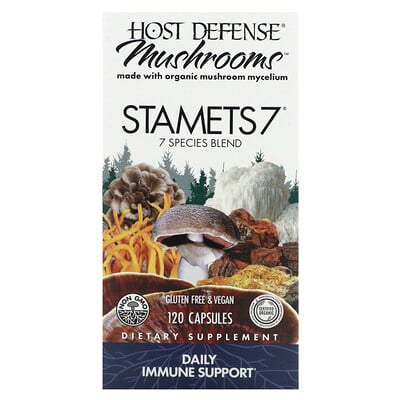 

Fungi Perfecti, Host Defense Mushrooms, Stamets 7, Daily Immune Support, 120 Capsules