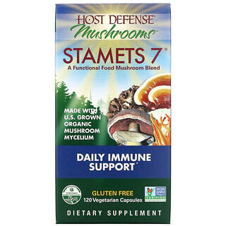 Fungi Perfecti, Host Defense, Stamets 7, грибы, ежедневная поддержка иммунной системы, 120 вегетарианских капсул