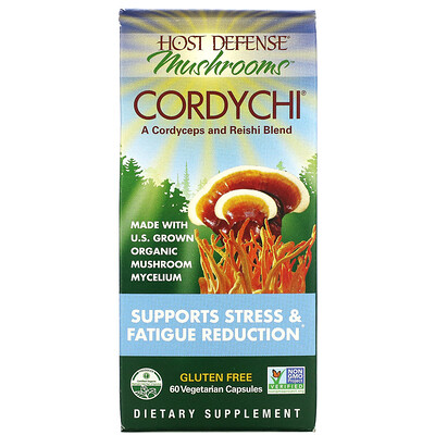 Fungi Perfecti Host Defense Mushrooms, Cordychi, Supports Stress & Fatigue Reduction, 60 Vegetarian Capsules