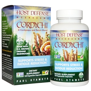 Fungi Perfecti, Иммунная защита, Cordychii, Способствует снижению усталости и стресса, 120 вегетарианских капсул