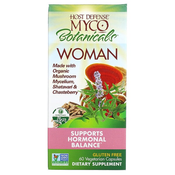 Fungi Perfecti, Myco Botanicals Woman, поддержка гормонального баланса у женщин, 60 вегетарианских капсул