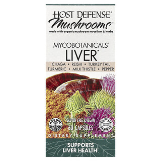 Host Defense, Mushrooms™, MycoBotanicals®, Lever, 60 kapsler