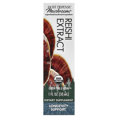 Product Image for Host Defense, Mushrooms , Organic Reishi Extract, 1 fl oz (30 ml)