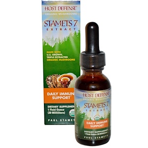 Купить Fungi Perfecti, Host Defense, Stamets 7 Extract, ежедневная иммунная поддержка, 1 жидкая унция (30 мл)  на IHerb