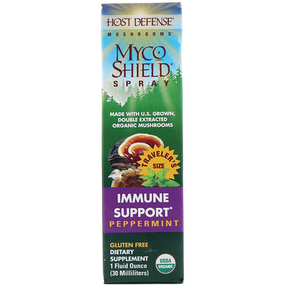 Fungi Perfecti Organic Myco Shield Spray, Immune Support Peppermint, 1 fl oz (30 ml)