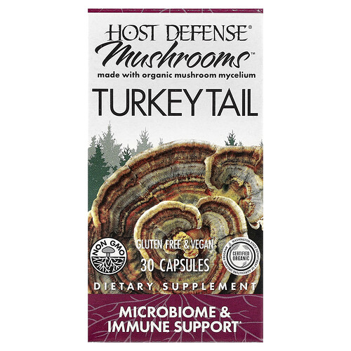 Host Defense Turkey Tail Capsules - Digestive Health & Immune Response Support Supplement - Mushroom Supplement for Gastrointestinal & Gut Microbiome