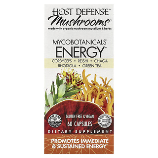 Host Defense, Mushrooms™, MycoBotanicals®, Energia, 60 Cápsulas