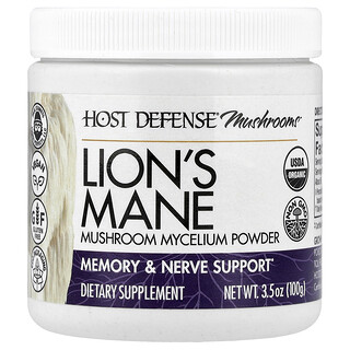 Host Defense® Mantarları™, Aslan Yelesi, Mantar Miselyum Tozu, 3,5 oz (100 g)