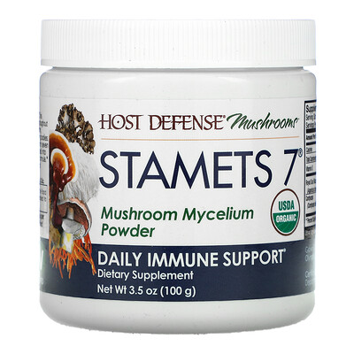 Fungi Perfecti Stamets 7, мицелий грибов в порошке, добавка для ежедневного укрепления иммунитета, 100 г