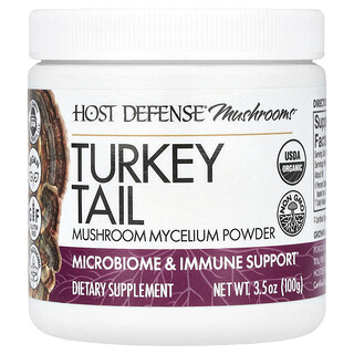 Host Defense, Houby™, krůtí chvost, houbový myceliový prášek, 100 g