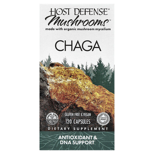 Host Defense, Mushrooms, Chaga, 1 g, 120 Capsules