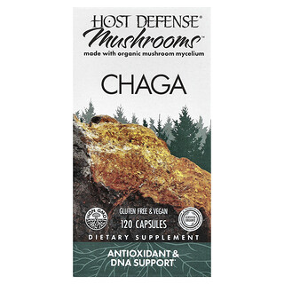 Host Defense, Mushrooms™, Hongo chaga, 120 cápsulas (0,5 g por cápsula)
