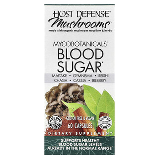 Host Defense, 蘑菇，MycoBotanicals，血糖，60 粒胶囊