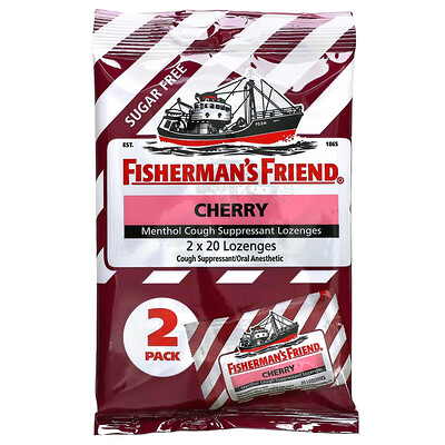 Fisherman's Friend Menthol Cough Suppressant Lozenges, Sugar Free, Cherry, 40 Lozenges