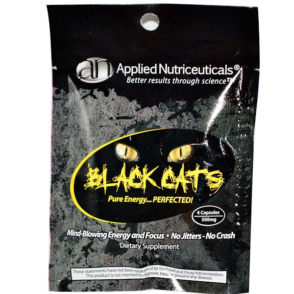 Special, Applied Nutriceuticals, Black Cats, Energy and Focus, 500 mg, 4 Capsules (Discontinued Item) 