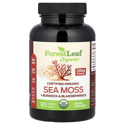 Product Image for Forest Leaf, Certified Organic Sea Moss + Burdock & Bladderwrack, 90 Vegetable Capsules