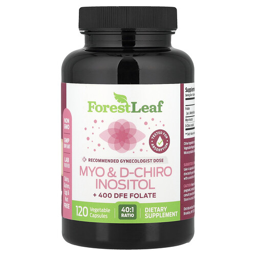 Forest Leaf, Myo & D-Chiro Inositol + Folate, 120 Vegetable Capsules