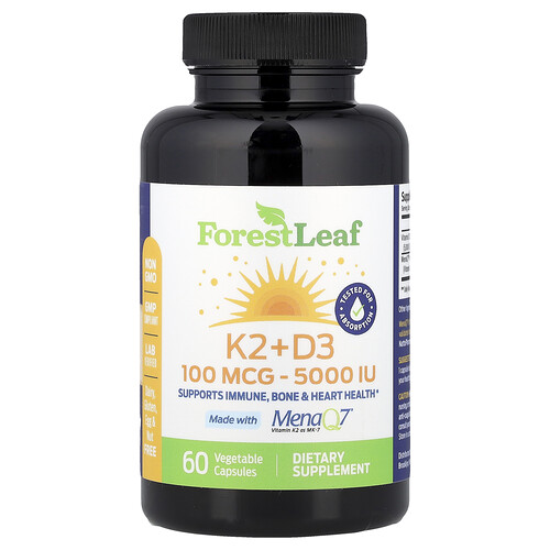 Forest Leaf, Vitamin K2 + D3, 60 Vegetable Capsules