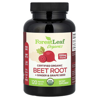 Forest Leaf, Certified Organic Beetroot + Ginger & Grape Seed, 120 Vegetable Capsules