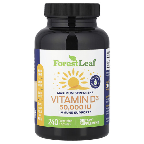 Forest Leaf Vitamin D3, 1,250 mcg (50,000 IU), 240 Vegetable Capsules