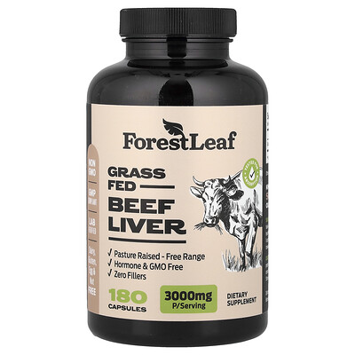 Forest Leaf, Grass Fed Beef Liver, 750 mg, 180 Capsules