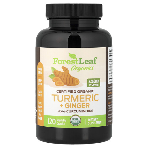 Forest Leaf, Kurkuma + Ingwer, 120 pflanzliche Kapseln