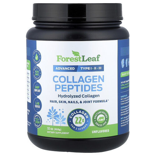 Forest Leaf Collagen Peptides, Unflavored, 32 oz (908 g)