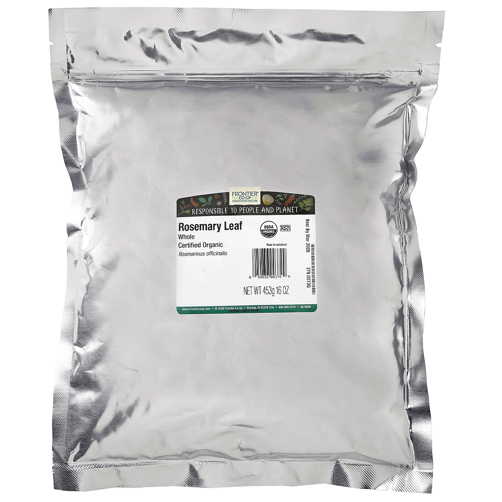 Frontier Natural Products Foglia di rosmarino intera biologica 16 oz 453 g Kosher, - Foto 2 di 2