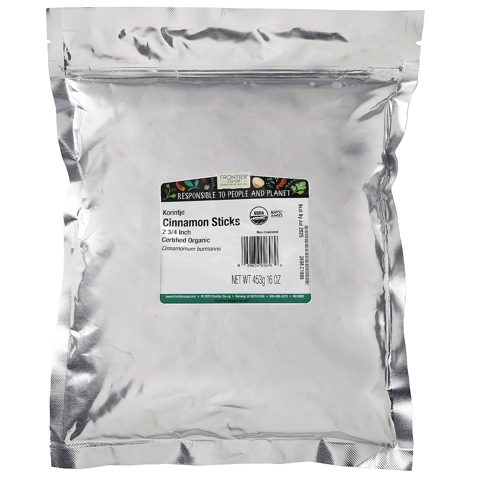 Frontier Coop, Organic Korintje Cinnamon Sticks 2 3/4 Inch, 16 oz (453 g)