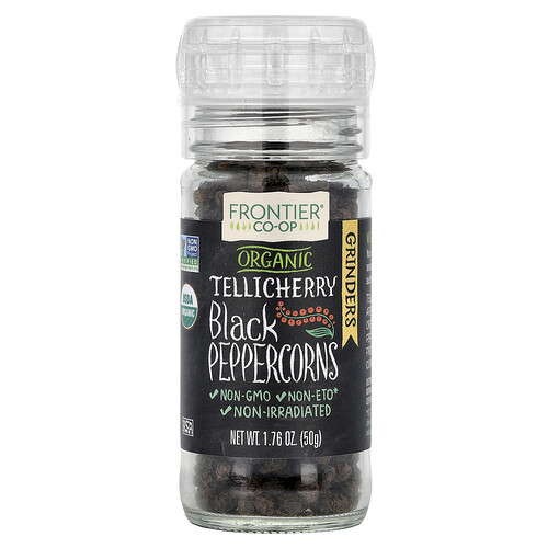 Frontier Co-op Organic Tellicherry Black Peppercorns, 1.76 oz (50 g)
