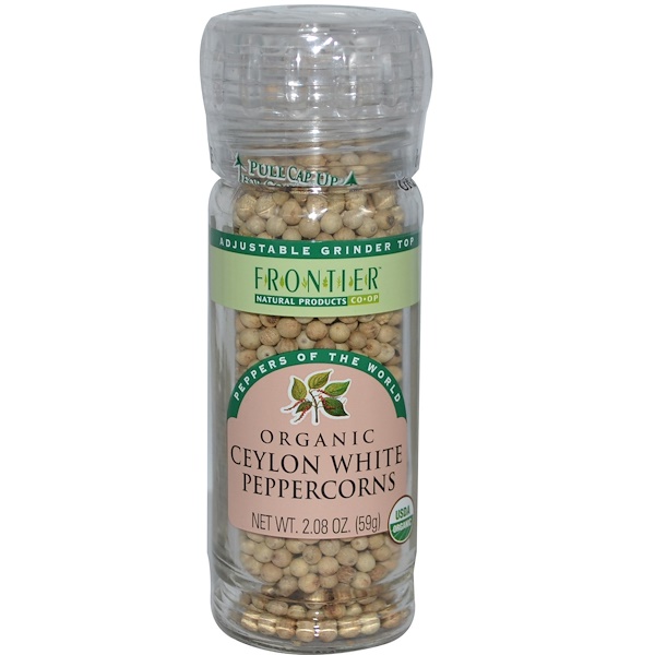 Frontier Natural Products, Органический цейлонский белый перец горошком, 2,08 унции (59 г)