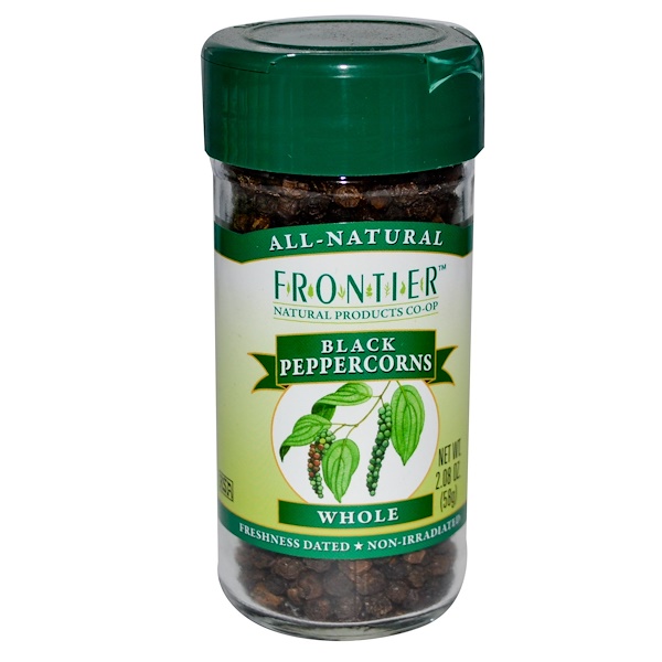 Frontier Natural Products, Black Peppercorns, Whole, 2.08 oz (58 g) (Discontinued Item) 