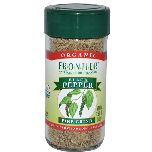 Frontier Natural Products, Organic Black Pepper, Fine Grind, 1.80 oz (52 g) (Discontinued Item) 
